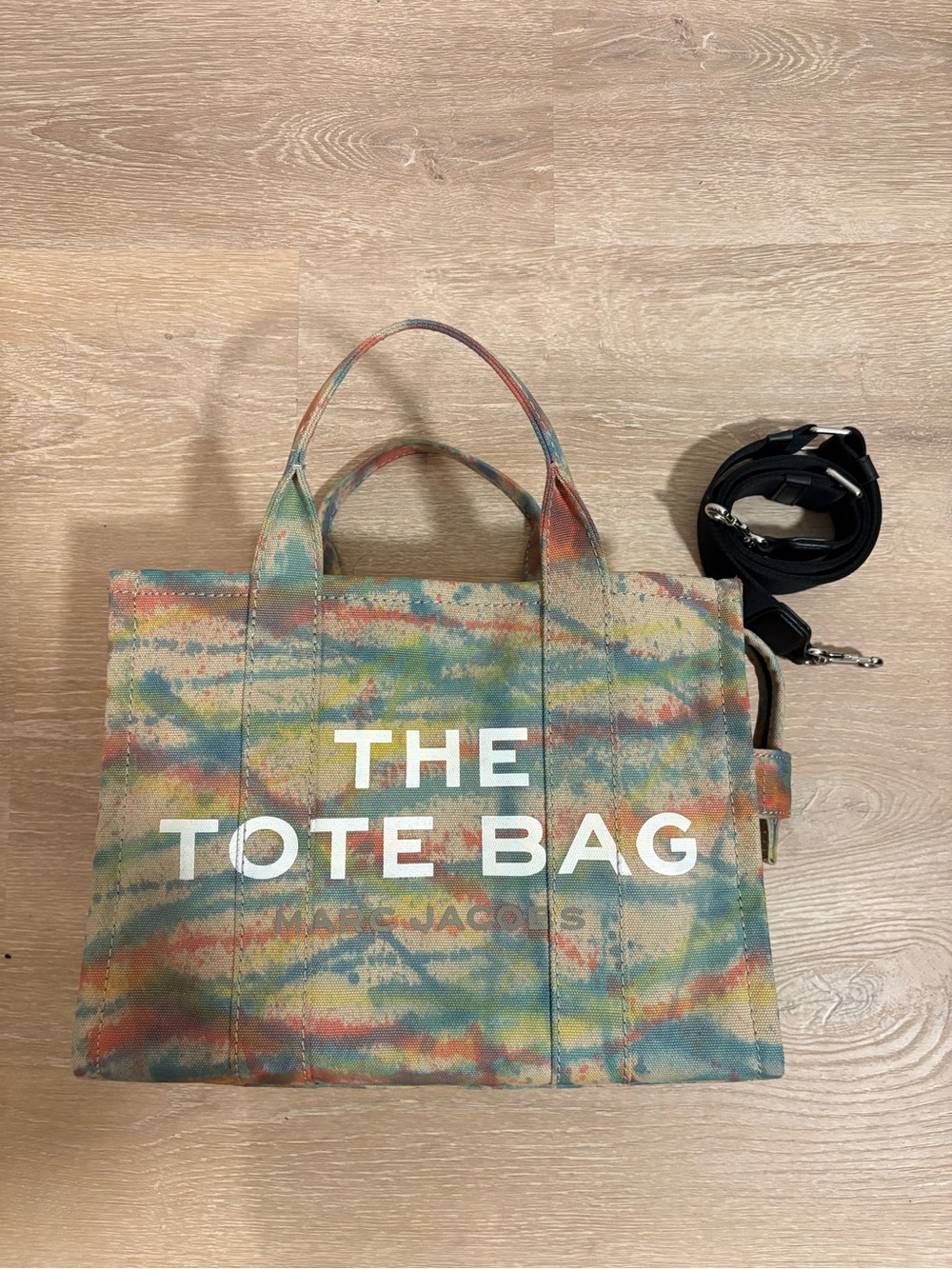 Medium Marc Jacobs customized The Tote Bag w/ Rainbow Watercolor Splatter
